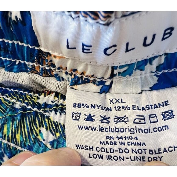 Le Club Men’s Ibiza Mid Length Swim Trunks Board Shorts Blue Size XXL Tropical - Picture 7 of 10